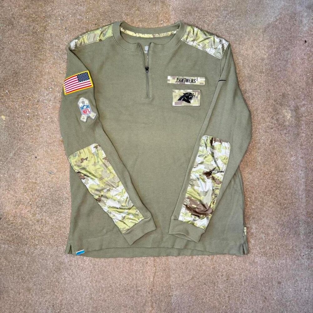nike nfl on-field‎ carolina panthers military thermal camo long sleeve